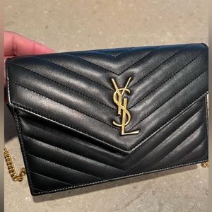 Authentic YSL Saint Laurent Cassandre crossbody wallet on chain